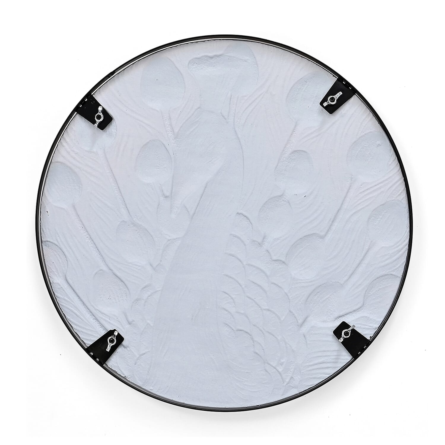 Peacock Design Round Glass Garden Table with Solar Powered LED (35.5 x 35.5 x 52.5 cm) - Multi Colour