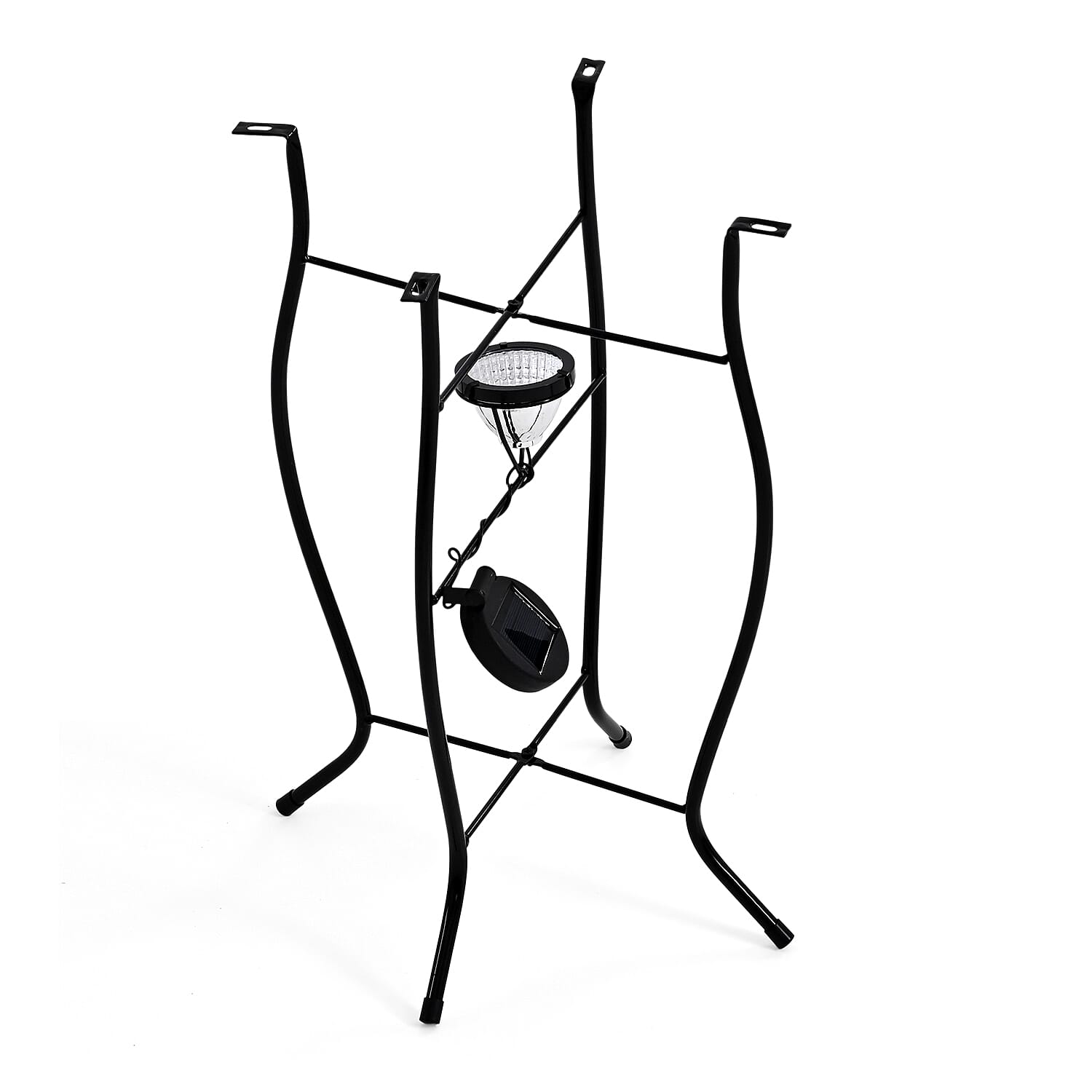 Floral - Bird Design Round Glass Garden Table with Solar Powered LED (35.5 x 35.5 x 52.5 cm) - Multi Colour