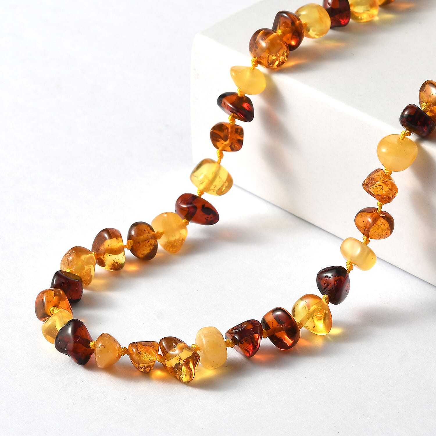 One Time Deal- Baltic Amber Organic Shape Necklace (Size - 20) - Multi