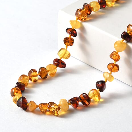 One Time Deal- Baltic Amber Organic Shape Necklace (Size - 20) - Multi