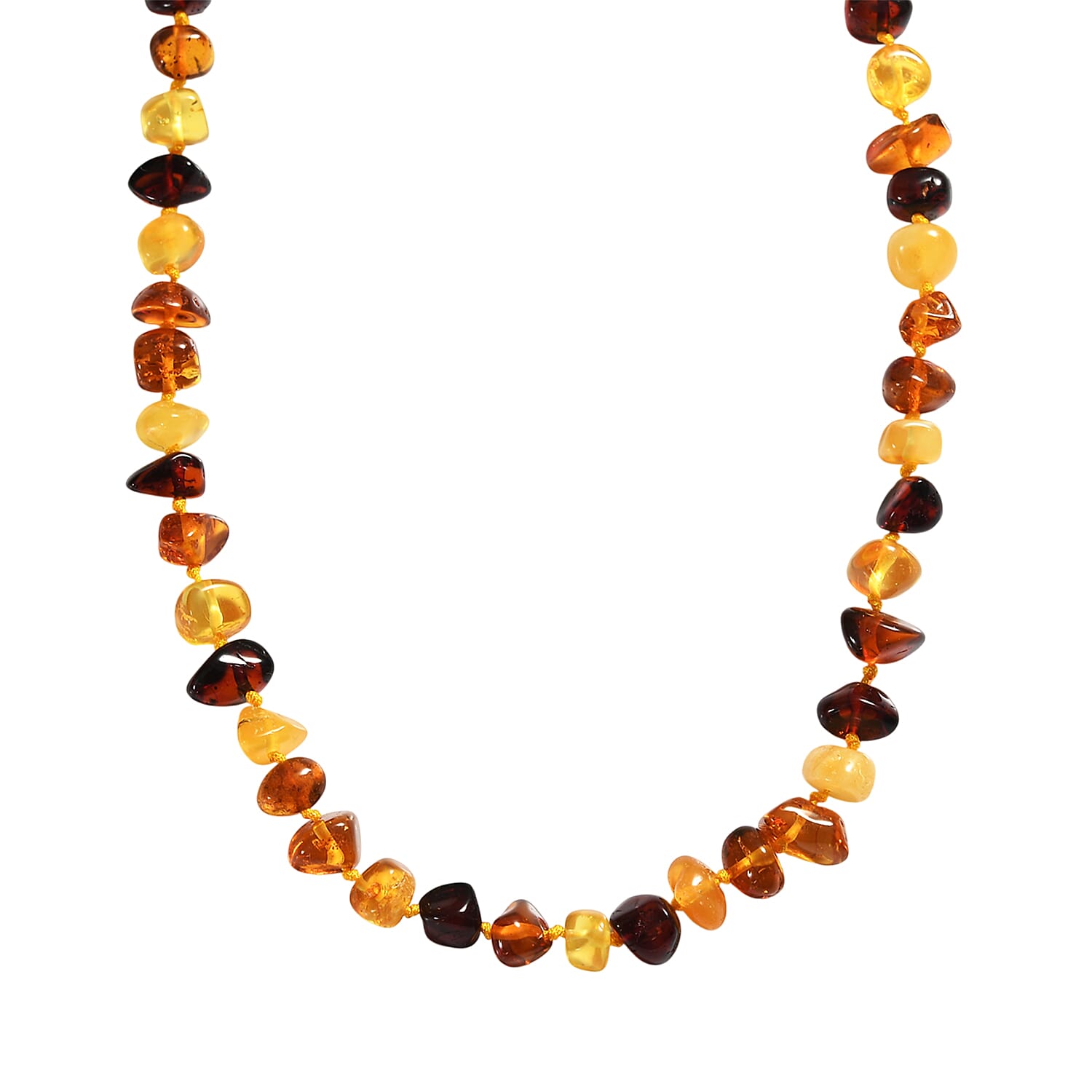 One Time Deal- Baltic Amber Organic Shape Necklace (Size - 20) - Multi