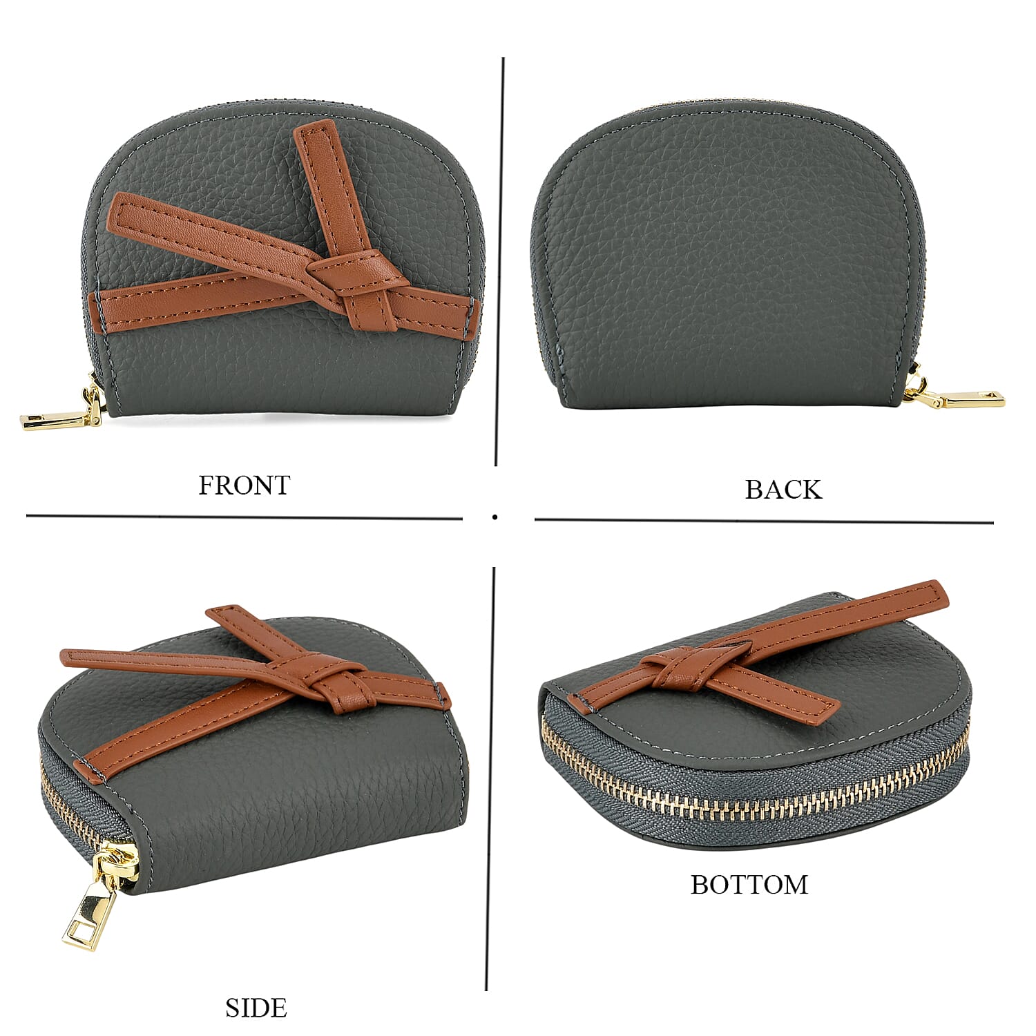 100% Genuine Leather RFID Card Holder - Grey and Blue