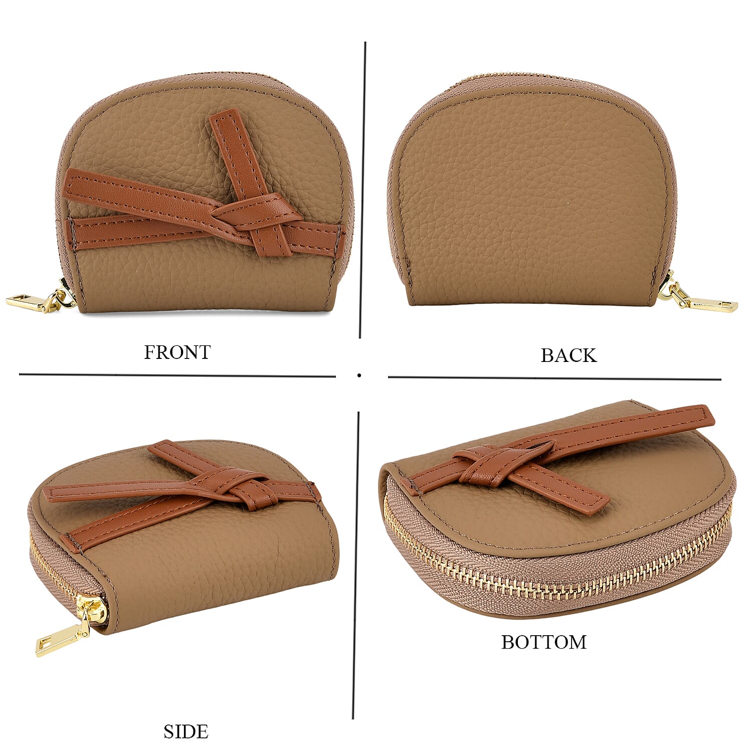 100% Genuine Leather RFID Card Holder - Khaki