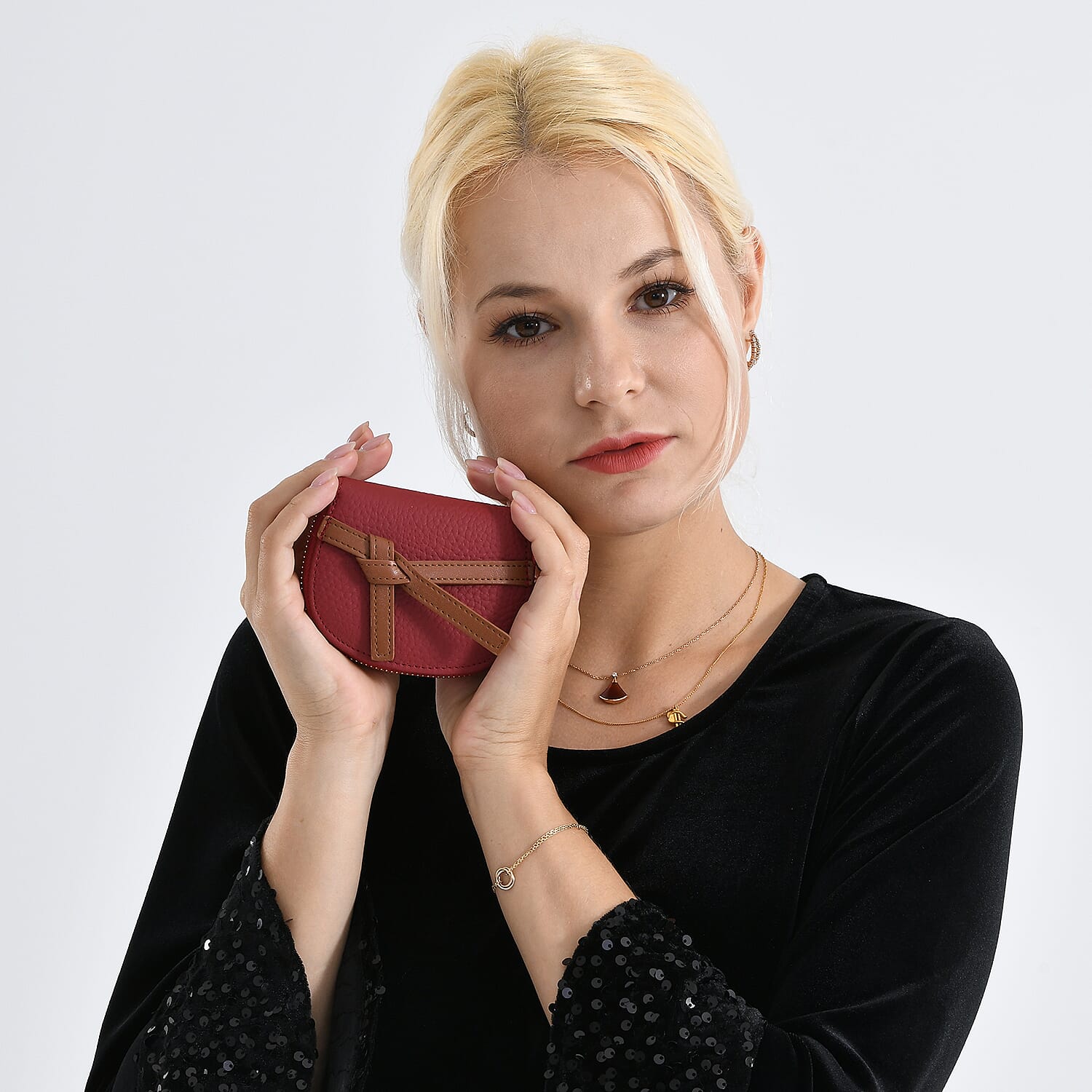 100% Genuine Leather RFID Card Holder - Burgundy