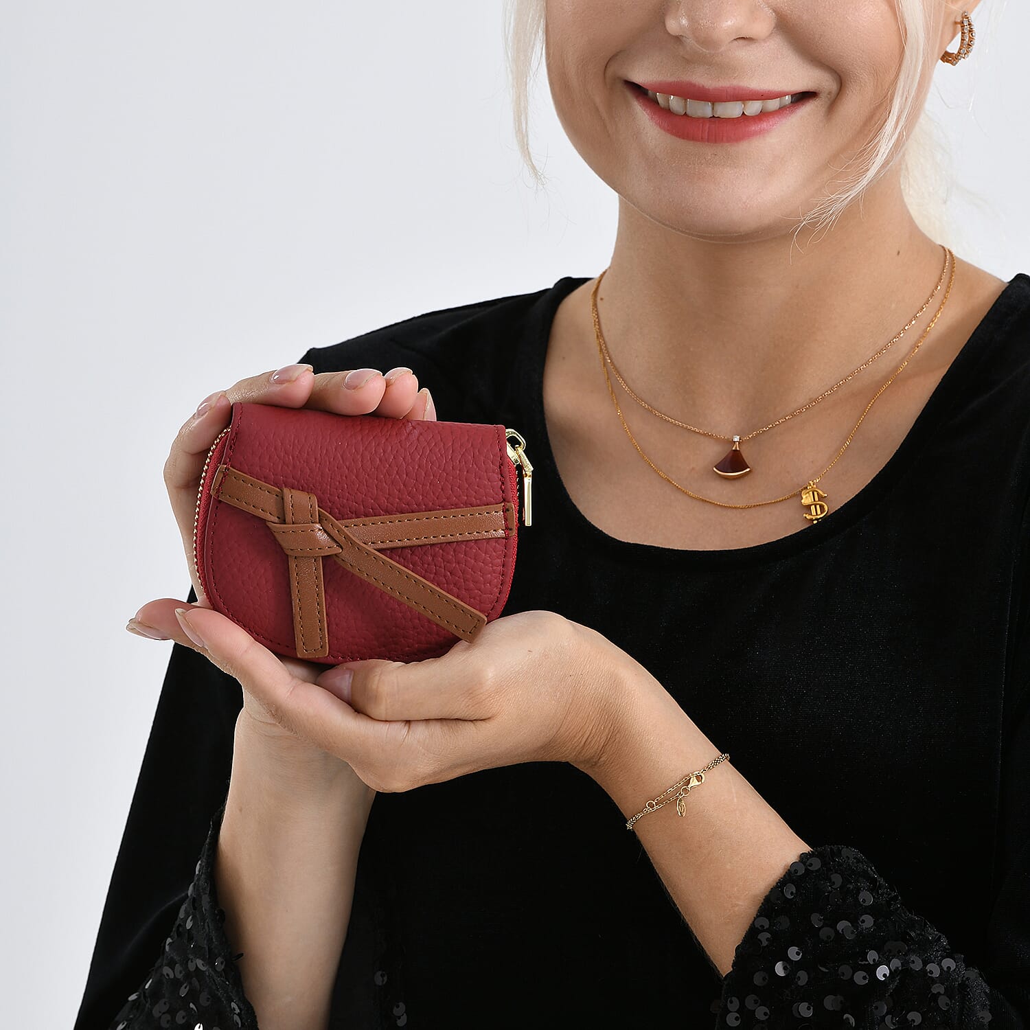 100% Genuine Leather RFID Card Holder - Burgundy