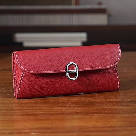 Genuine Leather RFID Protected Slimline Clutch - Burgundy