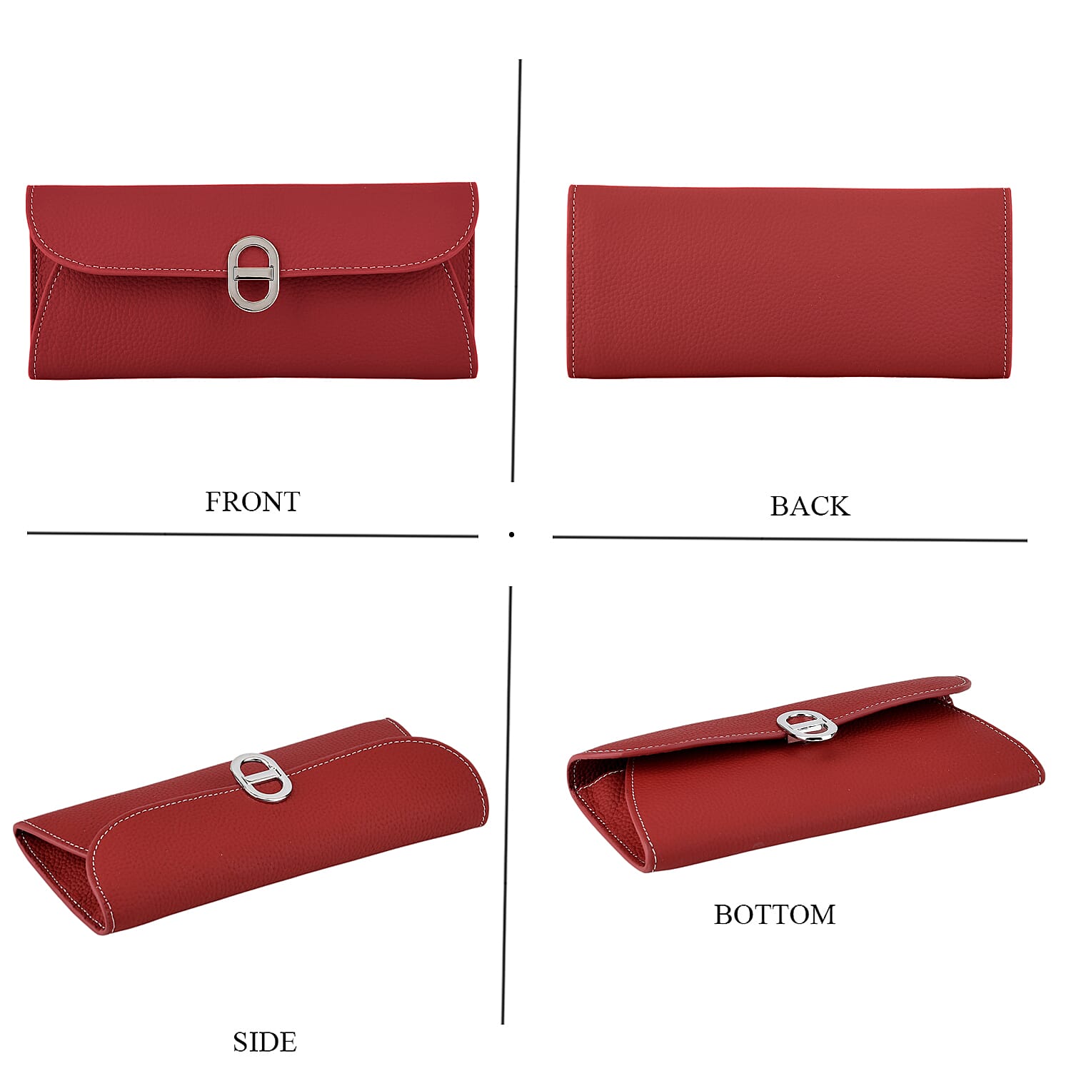 Genuine Leather RFID Protected Slimline Clutch - Burgundy