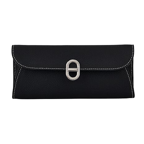 Genuine Leather RFID Protected Slimline Clutch - Black