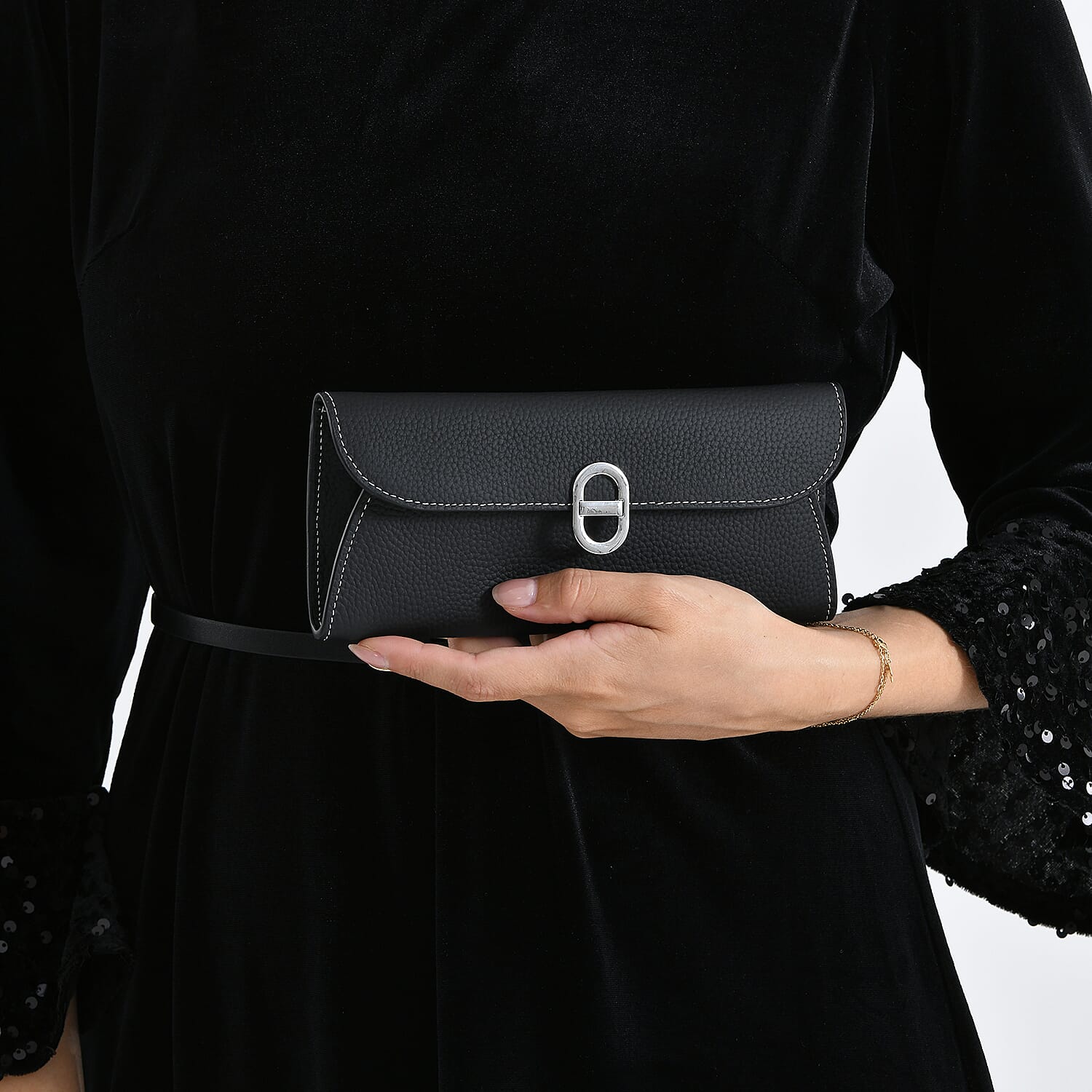 Genuine Leather RFID Protected Slimline Clutch - Black