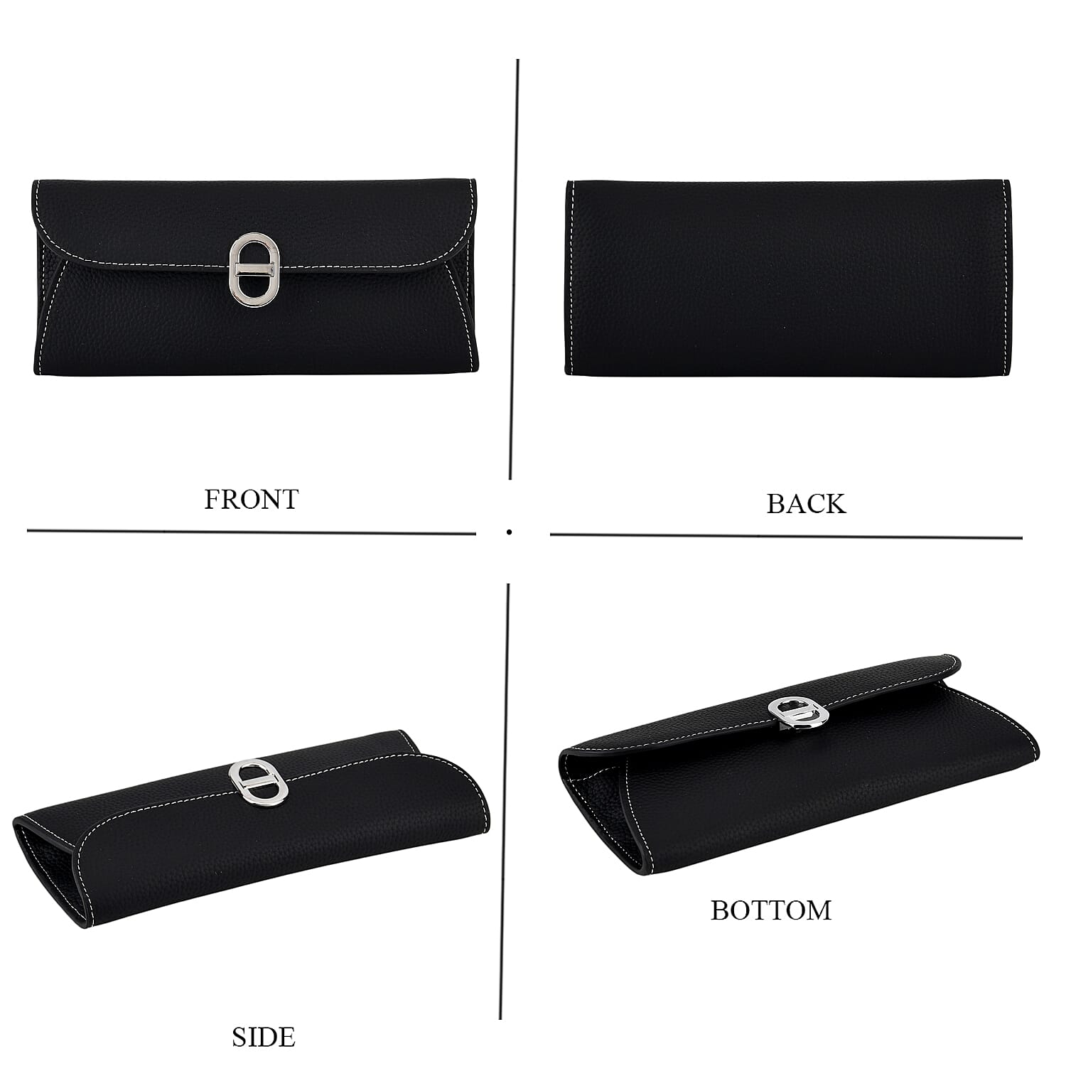 Genuine Leather RFID Protected Slimline Clutch - Black