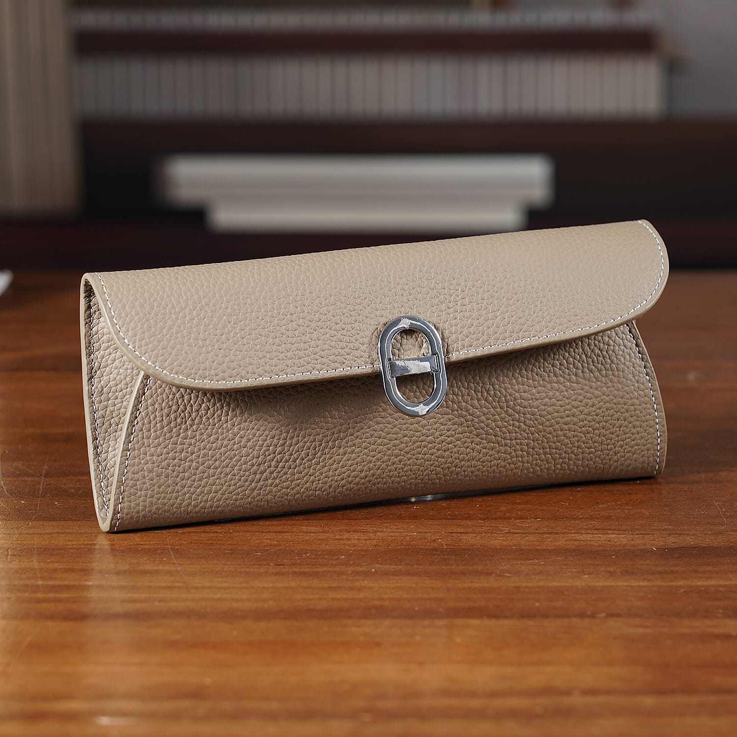 Genuine Leather RFID Protected Slimline Clutch - Taupe
