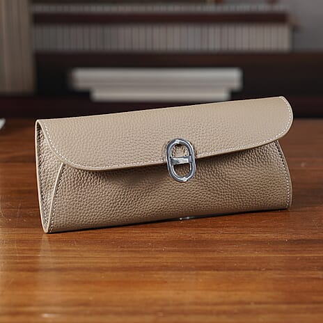Genuine Leather RFID Protected Slimline Clutch - Taupe