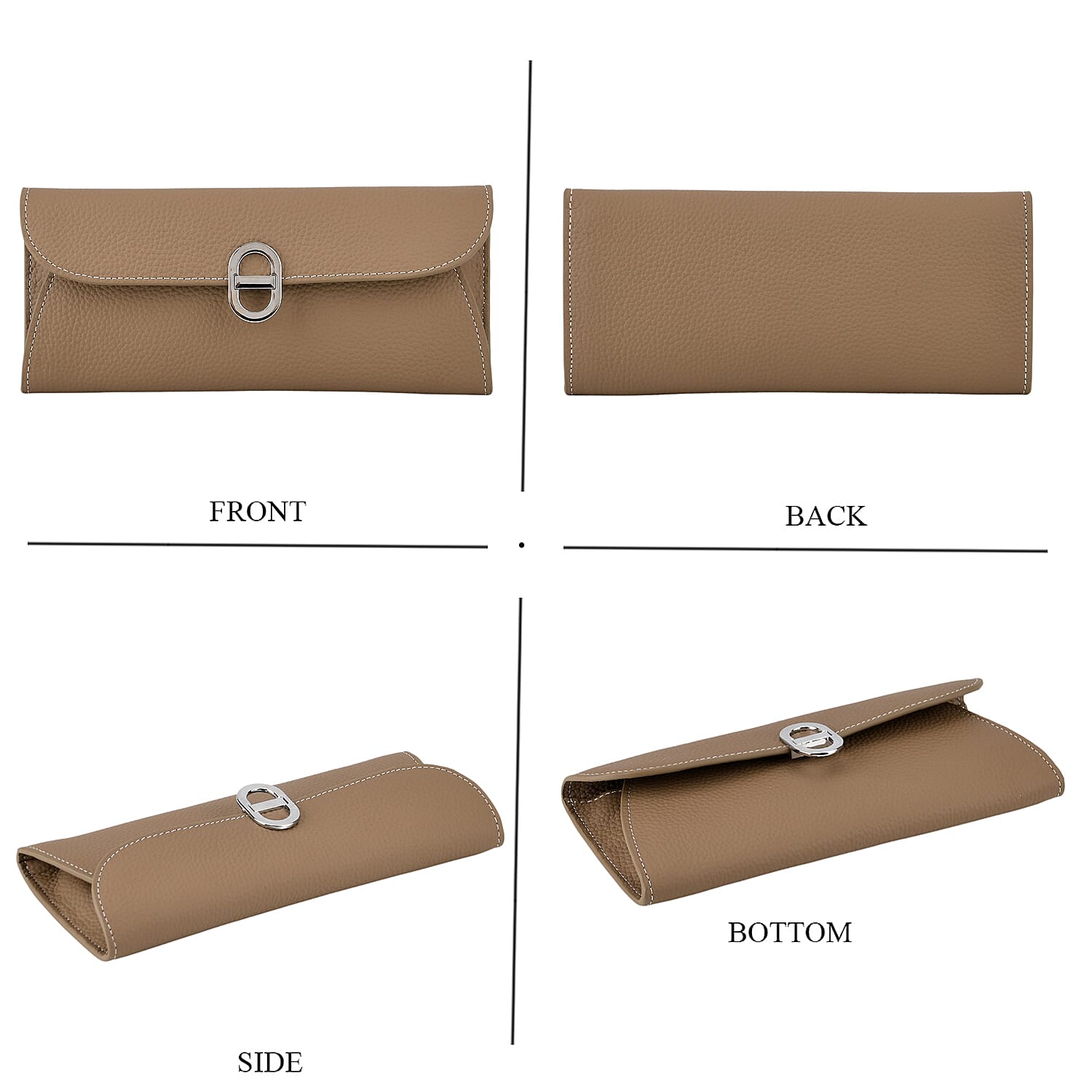 Genuine Leather RFID Protected Slimline Clutch - Taupe