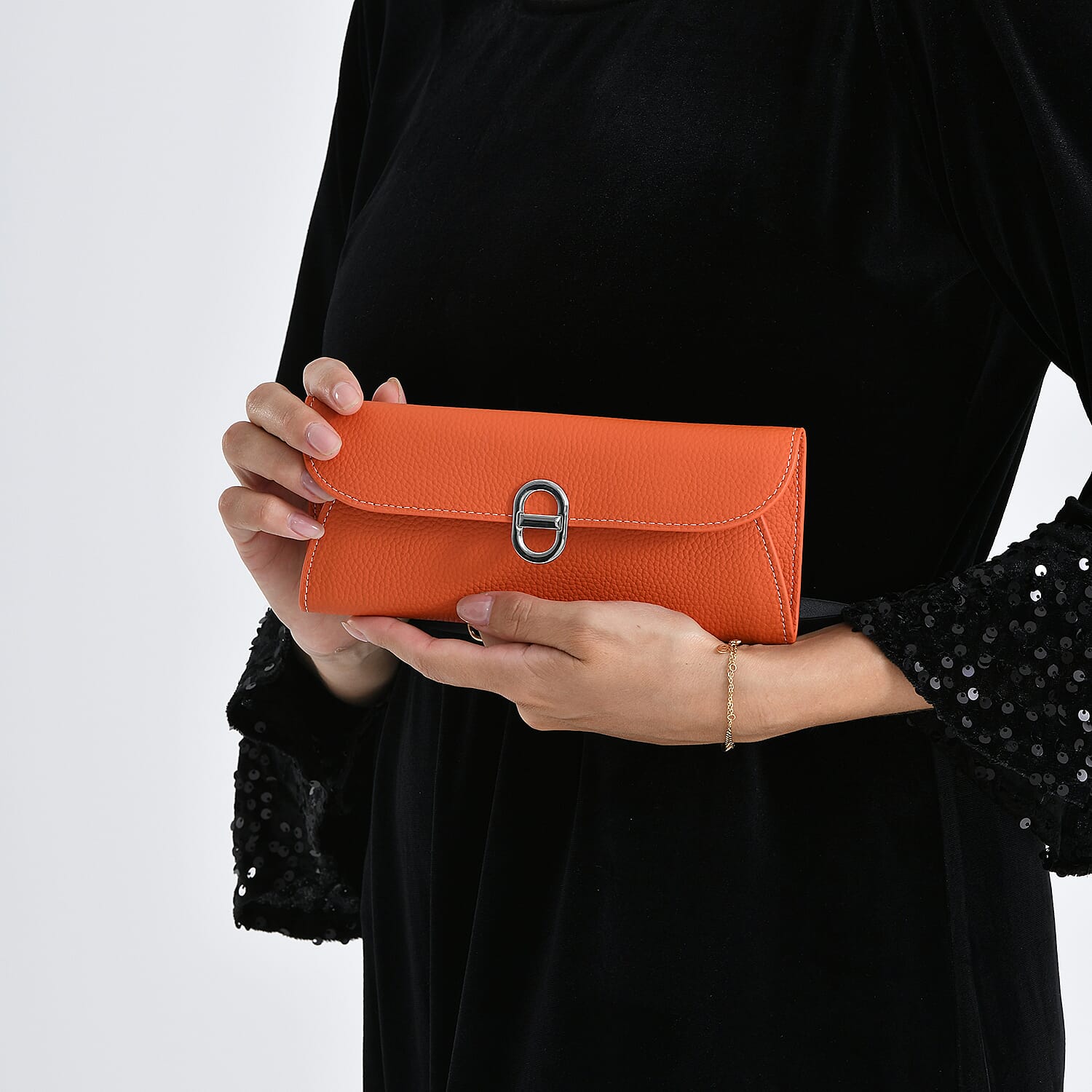 Genuine Leather RFID Protected Slimline Clutch - Orange