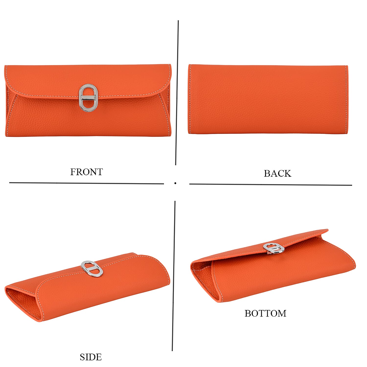 Genuine Leather RFID Protected Slimline Clutch - Orange