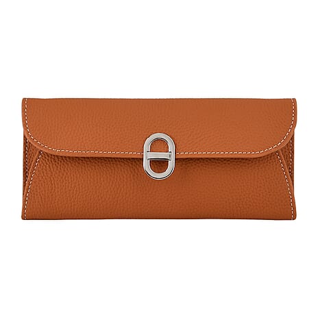 Genuine Leather RFID Protected Slimline Clutch - Tan