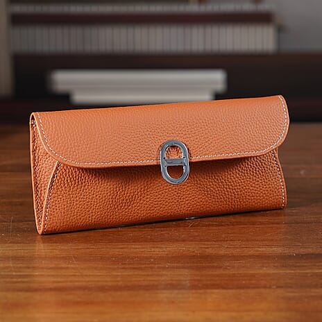 Genuine Leather RFID Protected Slimline Clutch - Tan