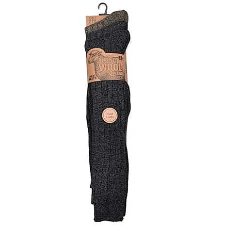 Pack of 3 Wool Blend Long Knee High Boot Socks (Size 6-11) - Grey, Light Brown - Navy