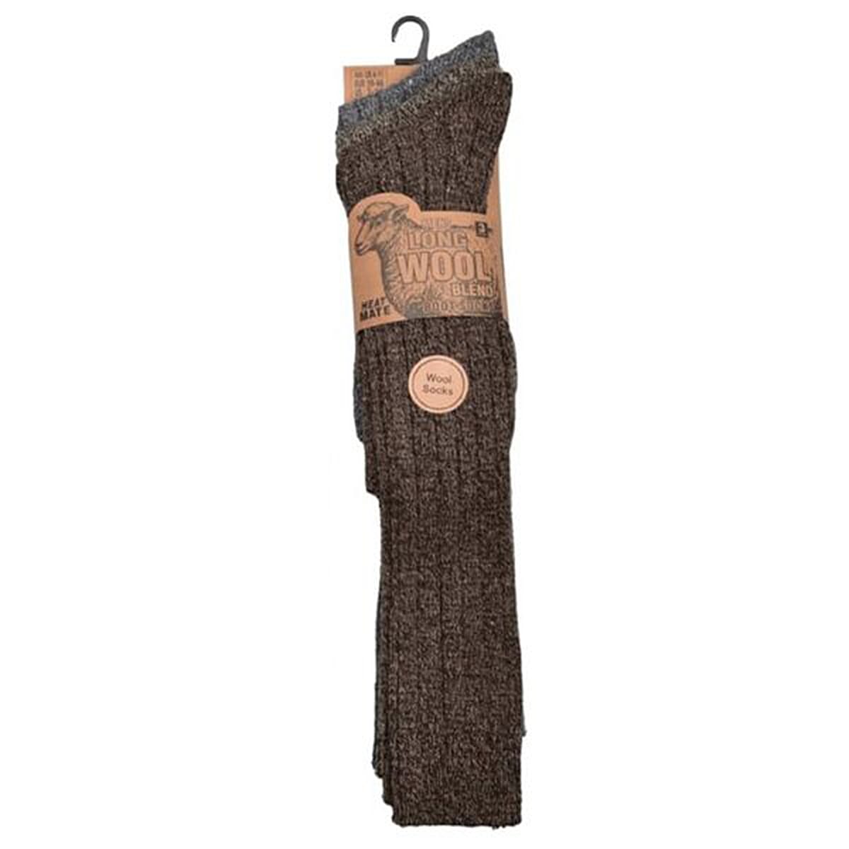 Pack of 3 Wool Blend Long Knee High Boot Socks (Size 6-11) - Brown, Dark Brown - Green