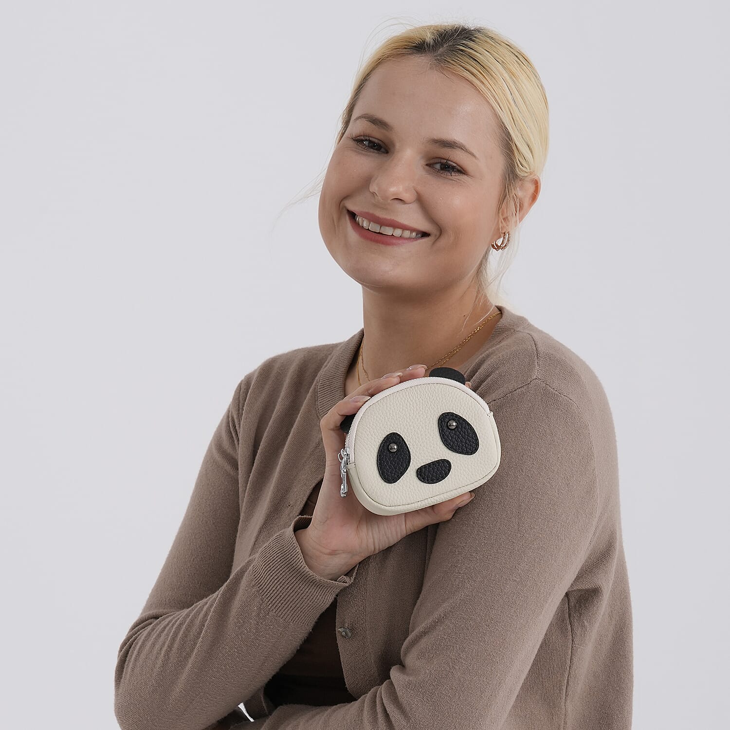 Leather Patterned Wallet (Size 12x4x10 cm) - Off White