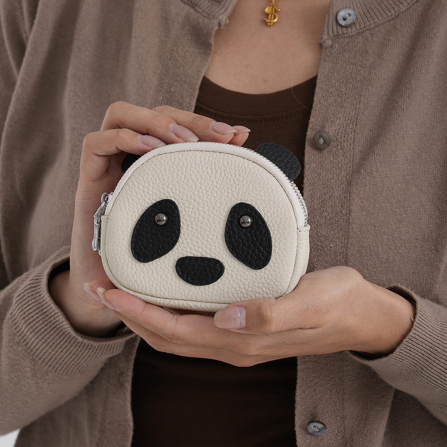 Leather Patterned Wallet (Size 12x4x10 cm) - Off White