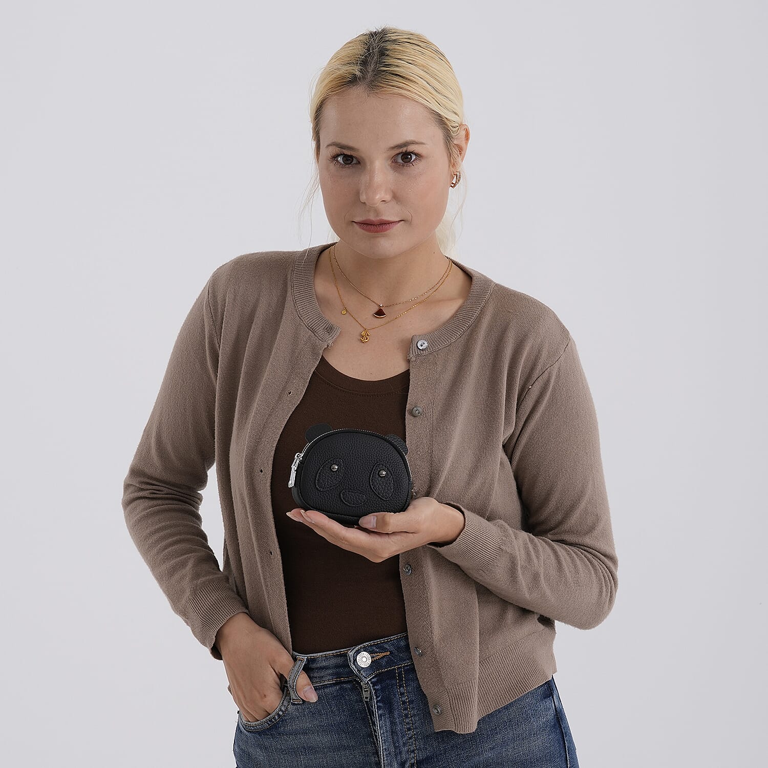 Leather Patterned Wallet (Size 12x4x10 cm) - Black