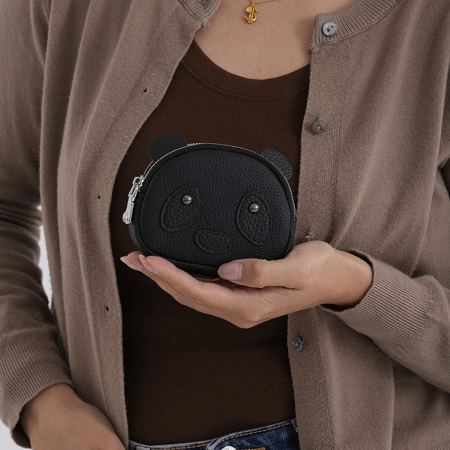 Leather Patterned Wallet (Size 12x4x10 cm) - Black