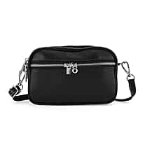 Genuine Leather Designer Minimalist Shoulder Bag - Black