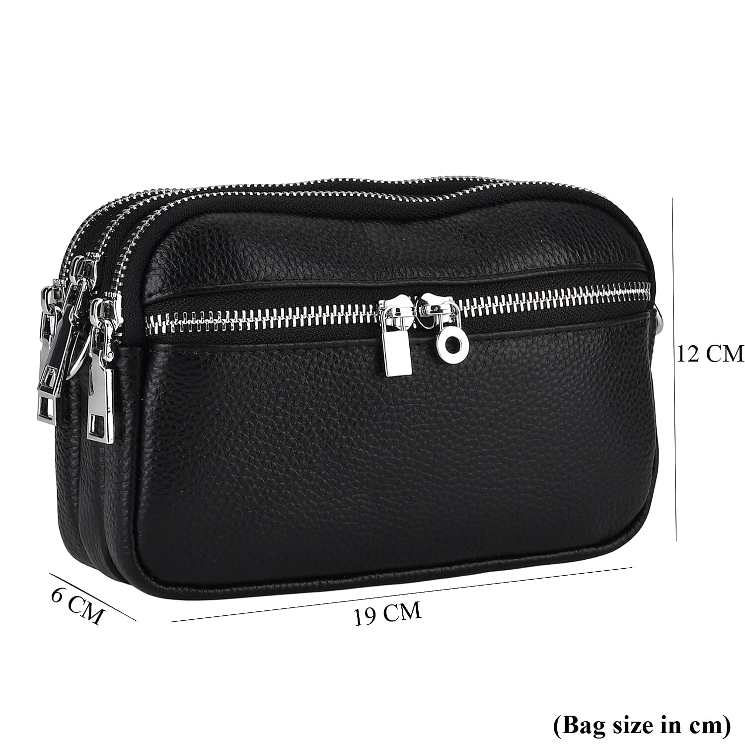 Genuine Leather Designer Minimalist Shoulder Bag - Black