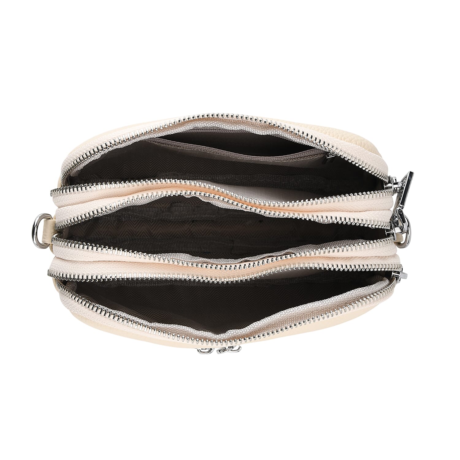 Genuine Leather Designer Minimalist Shoulder Bag - Off White