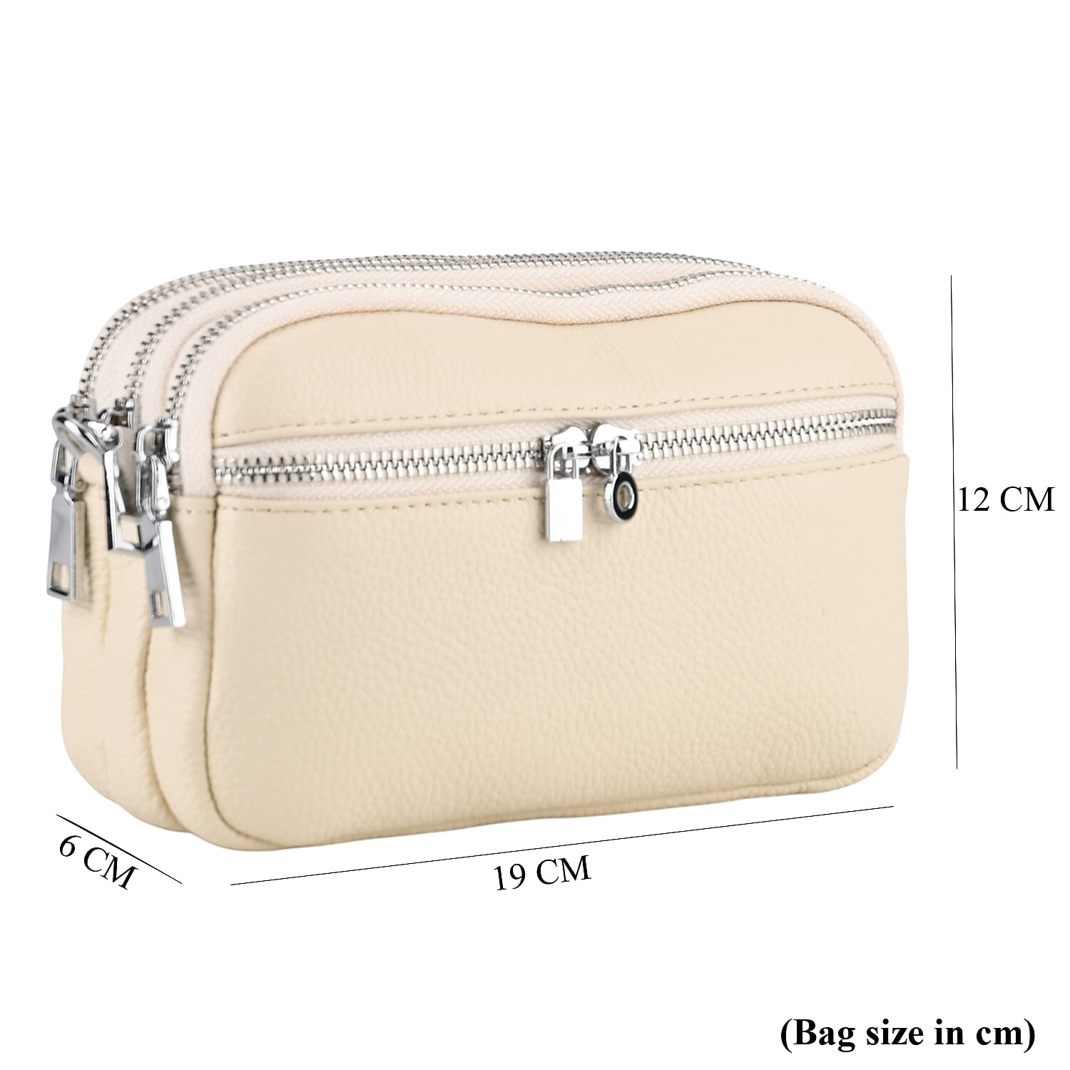 Genuine Leather Designer Minimalist Shoulder Bag - Off White