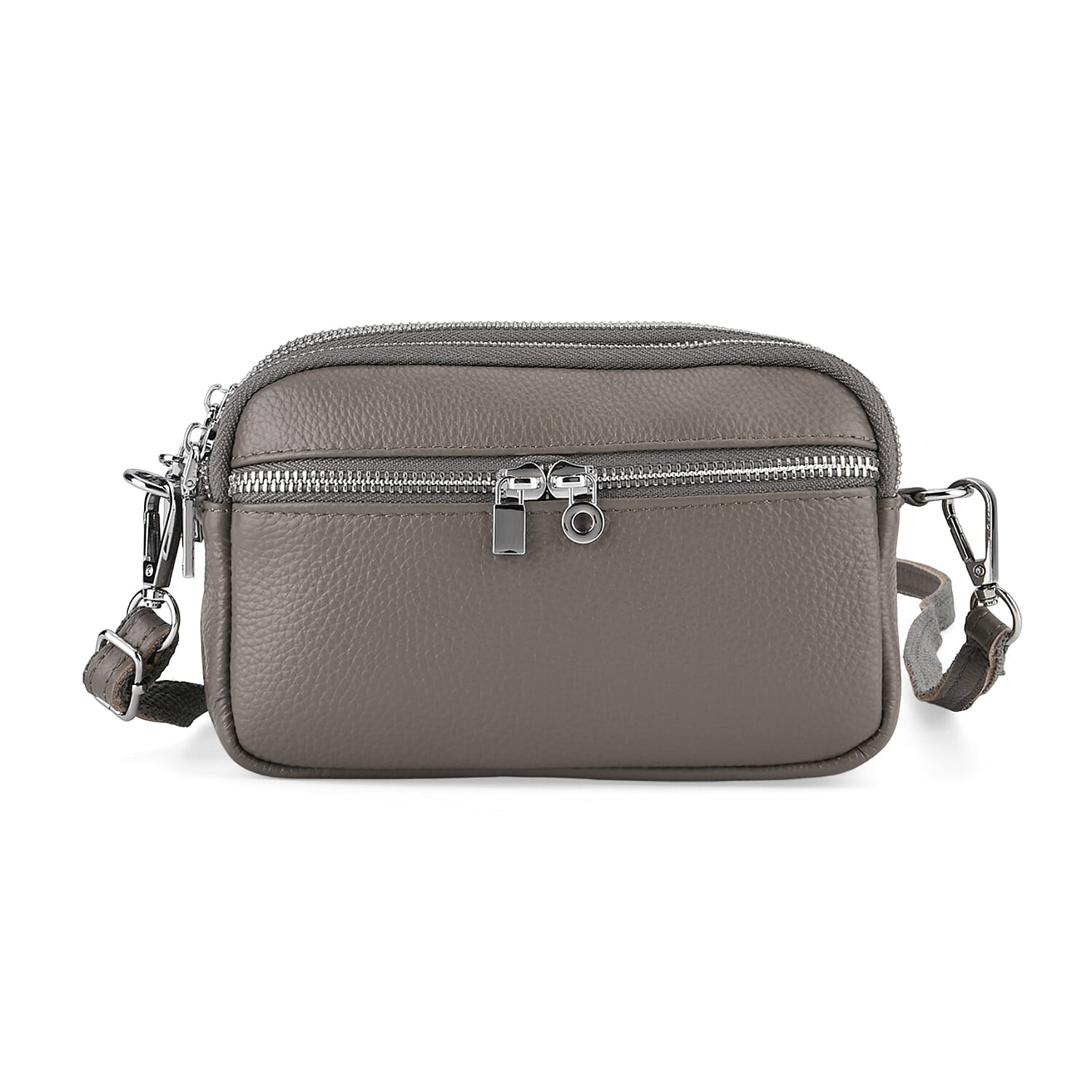 Genuine Leather Designer Minimalist Shoulder Bag - Grey