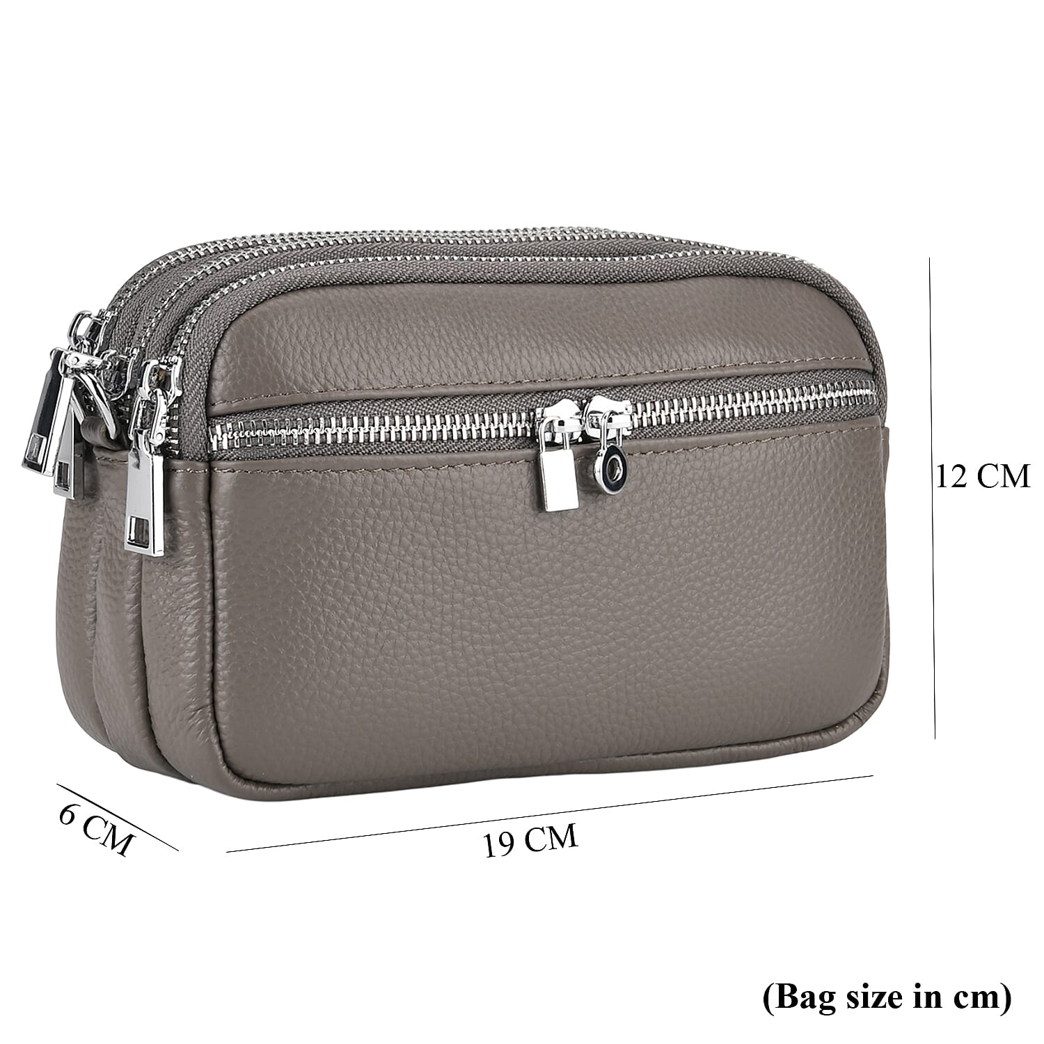 Genuine Leather Designer Minimalist Shoulder Bag - Grey