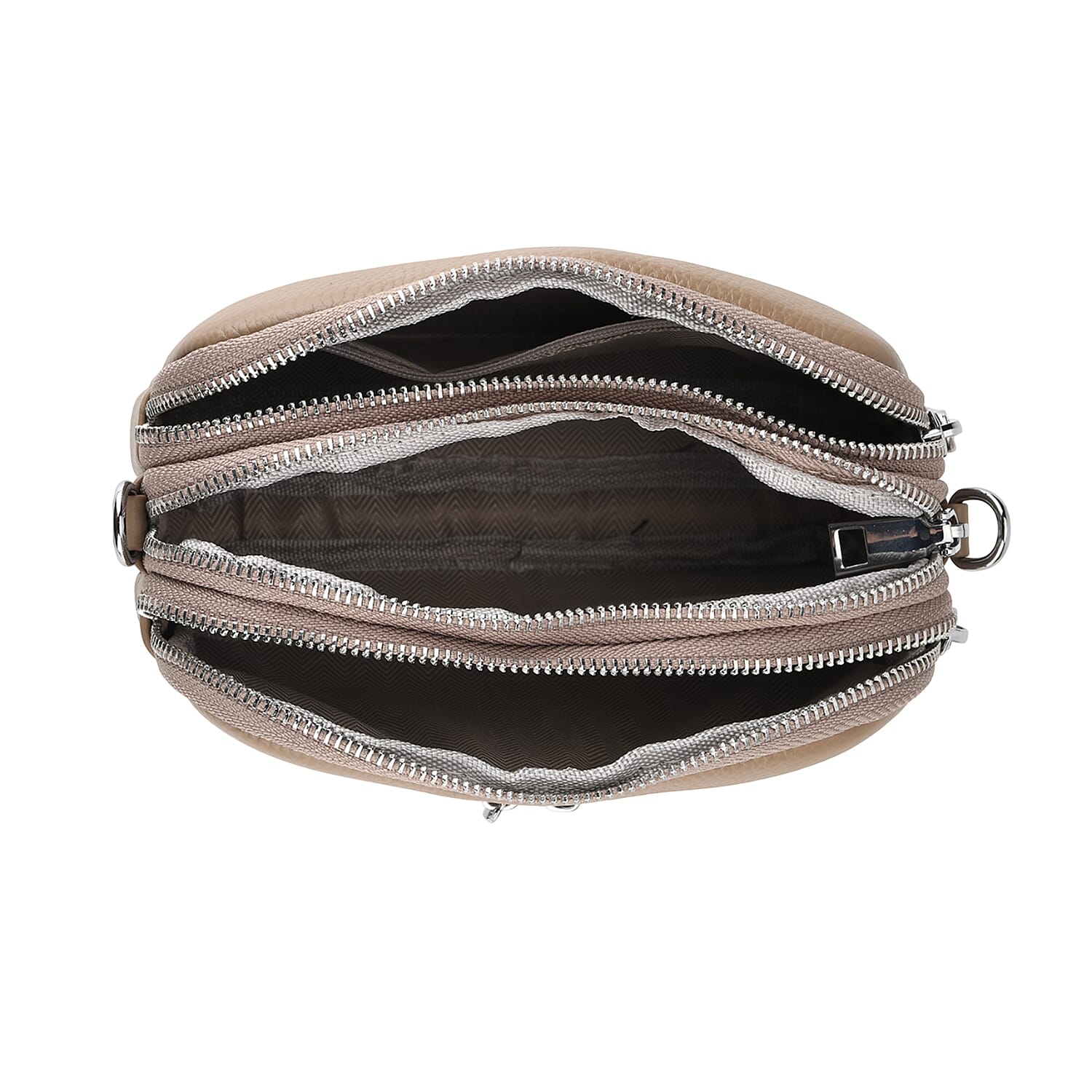 Genuine Leather Designer Minimalist Shoulder Bag - Khaki