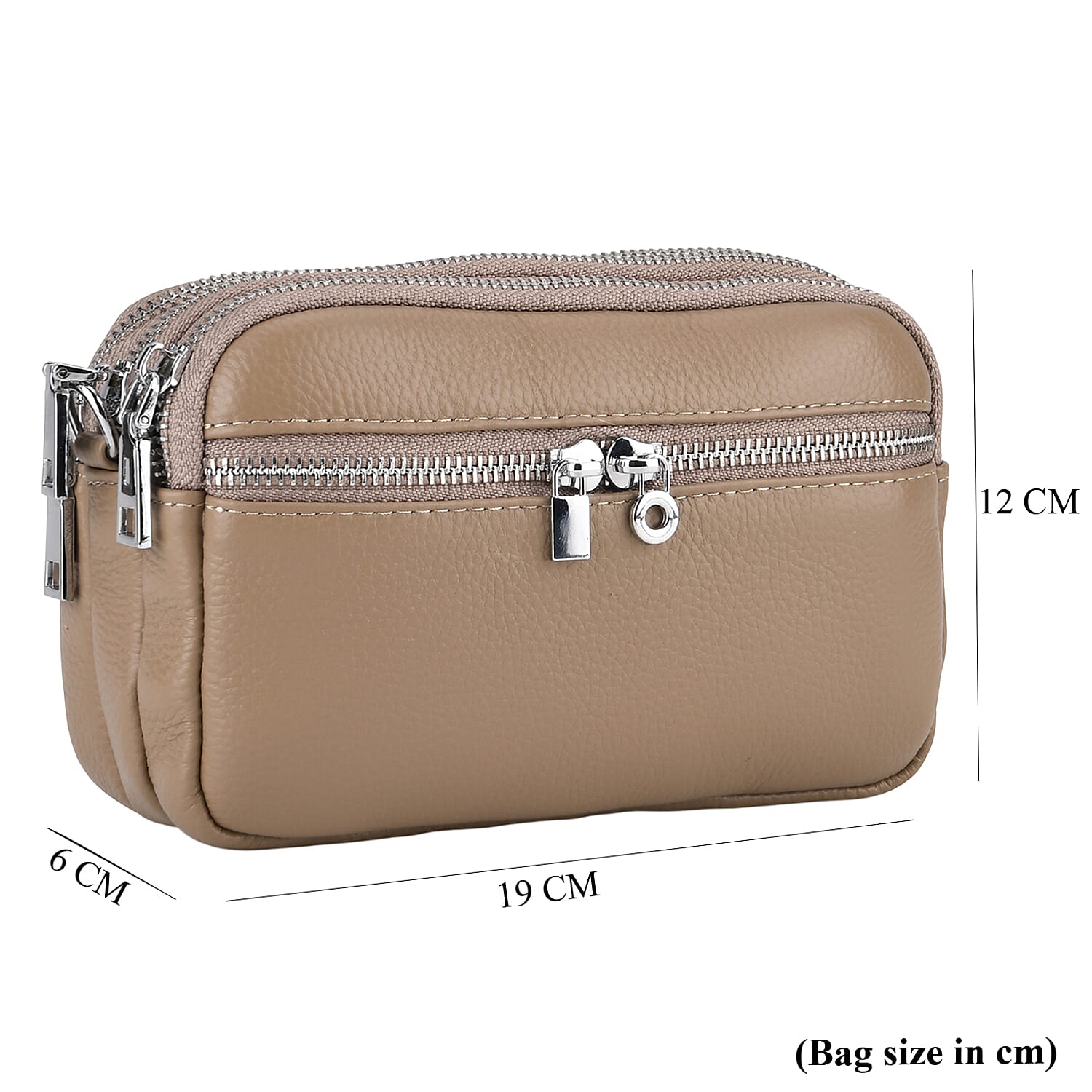 Genuine Leather Designer Minimalist Shoulder Bag - Khaki