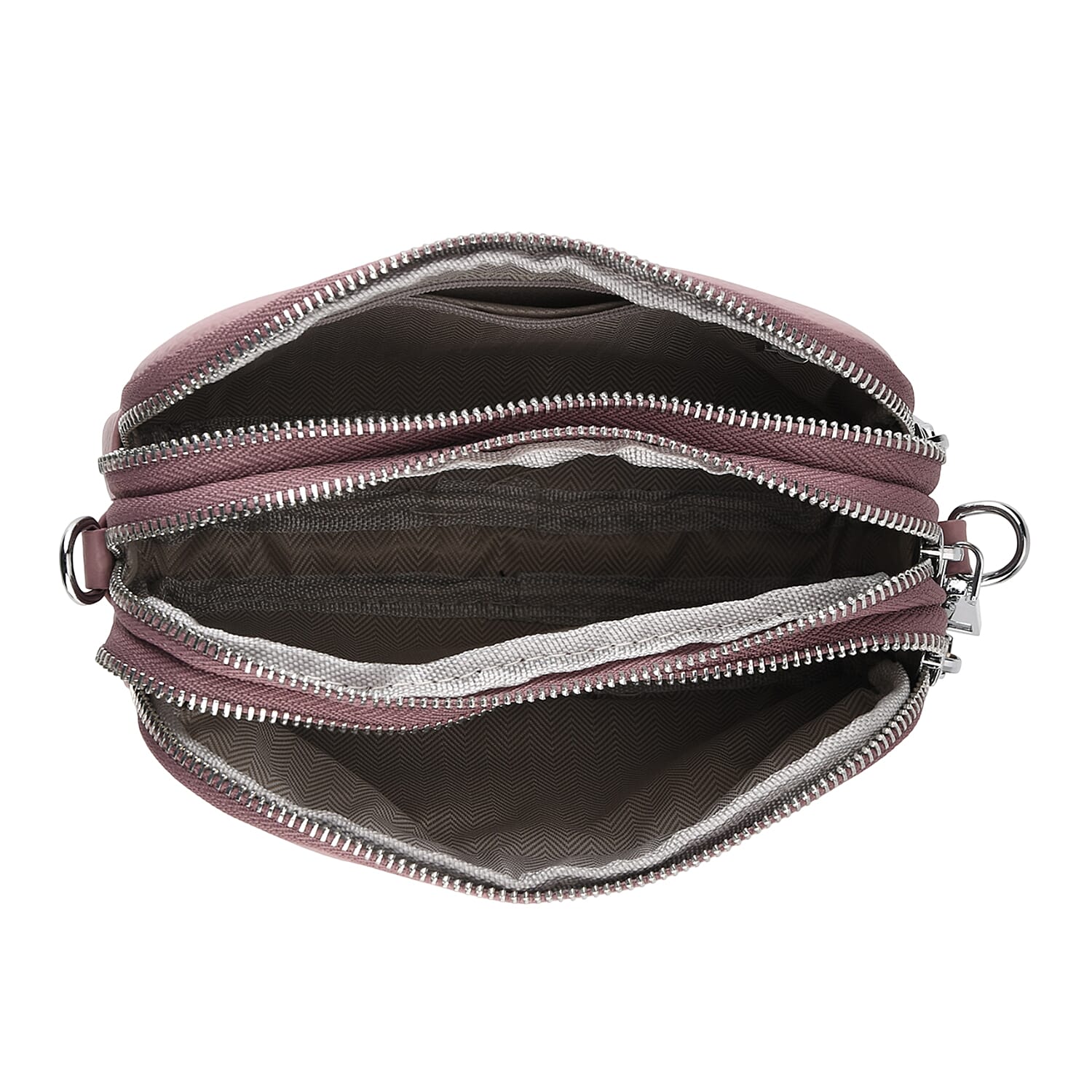 Genuine Leather Designer Minimalist Shoulder Bag - Dusty Pink