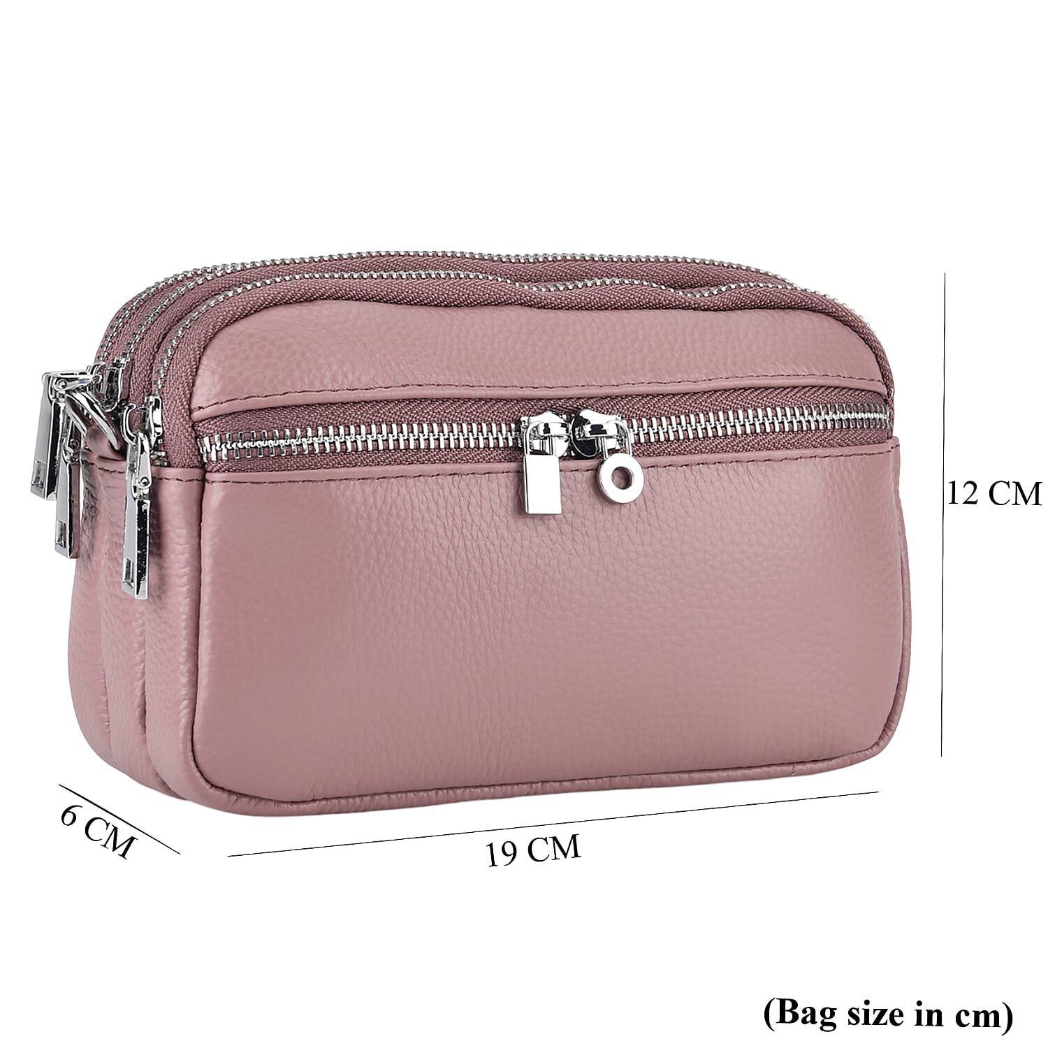 Genuine Leather Designer Minimalist Shoulder Bag - Dusty Pink