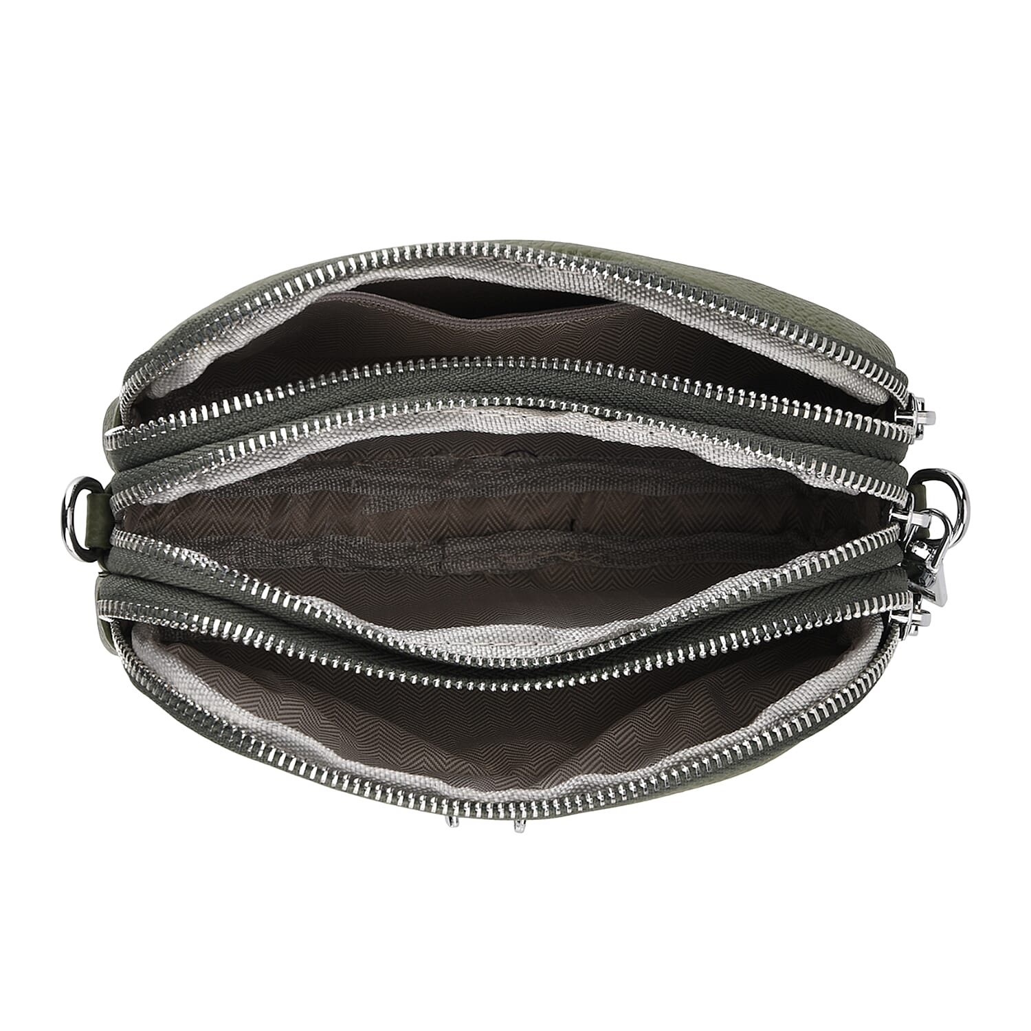 Genuine Leather Designer Minimalist Shoulder Bag - Olive Green