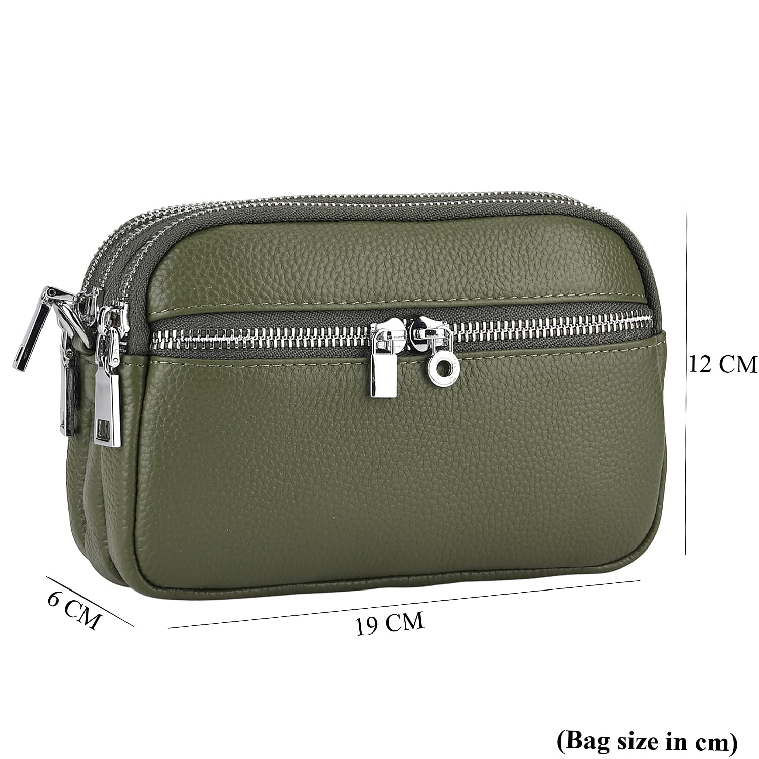 Genuine Leather Designer Minimalist Shoulder Bag - Olive Green