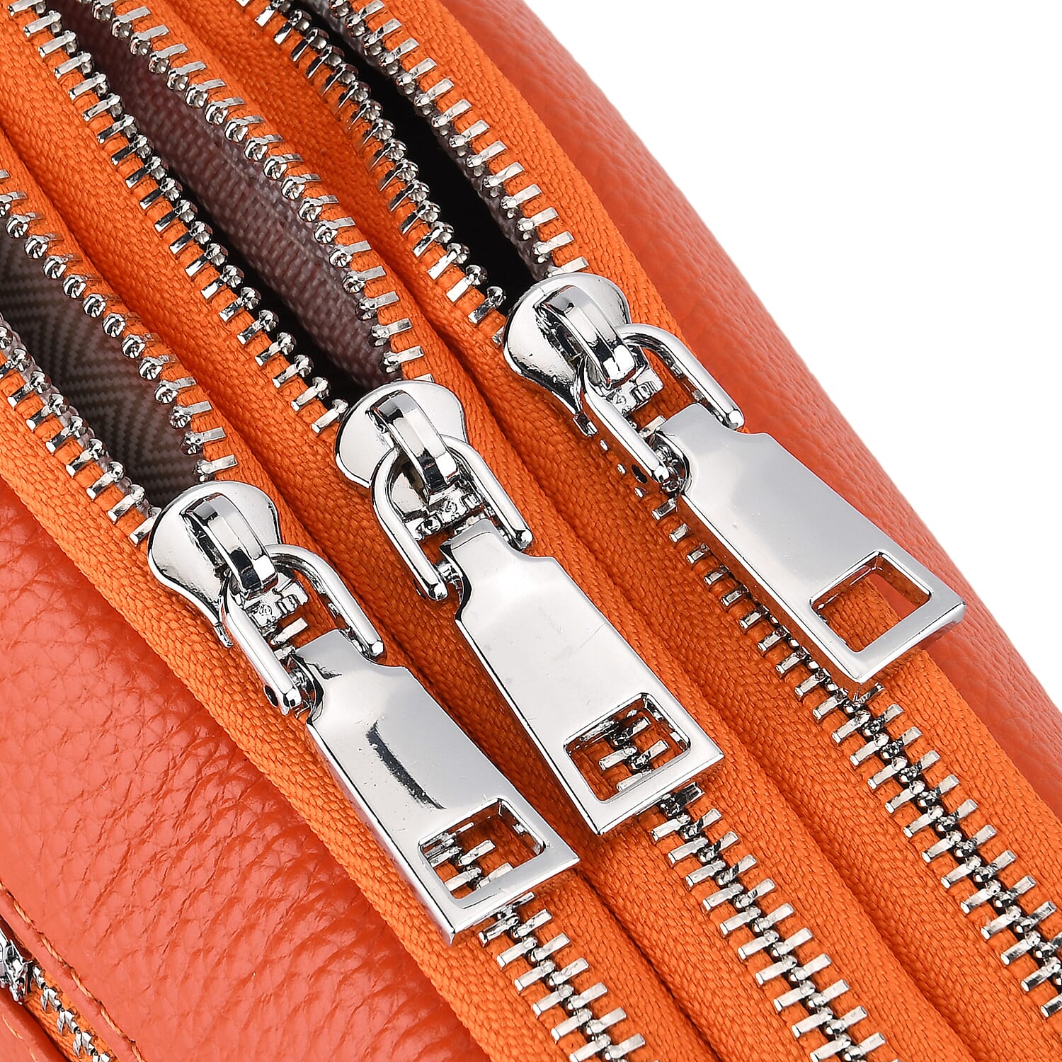 Genuine Leather Designer Minimalist Shoulder Bag - Orange