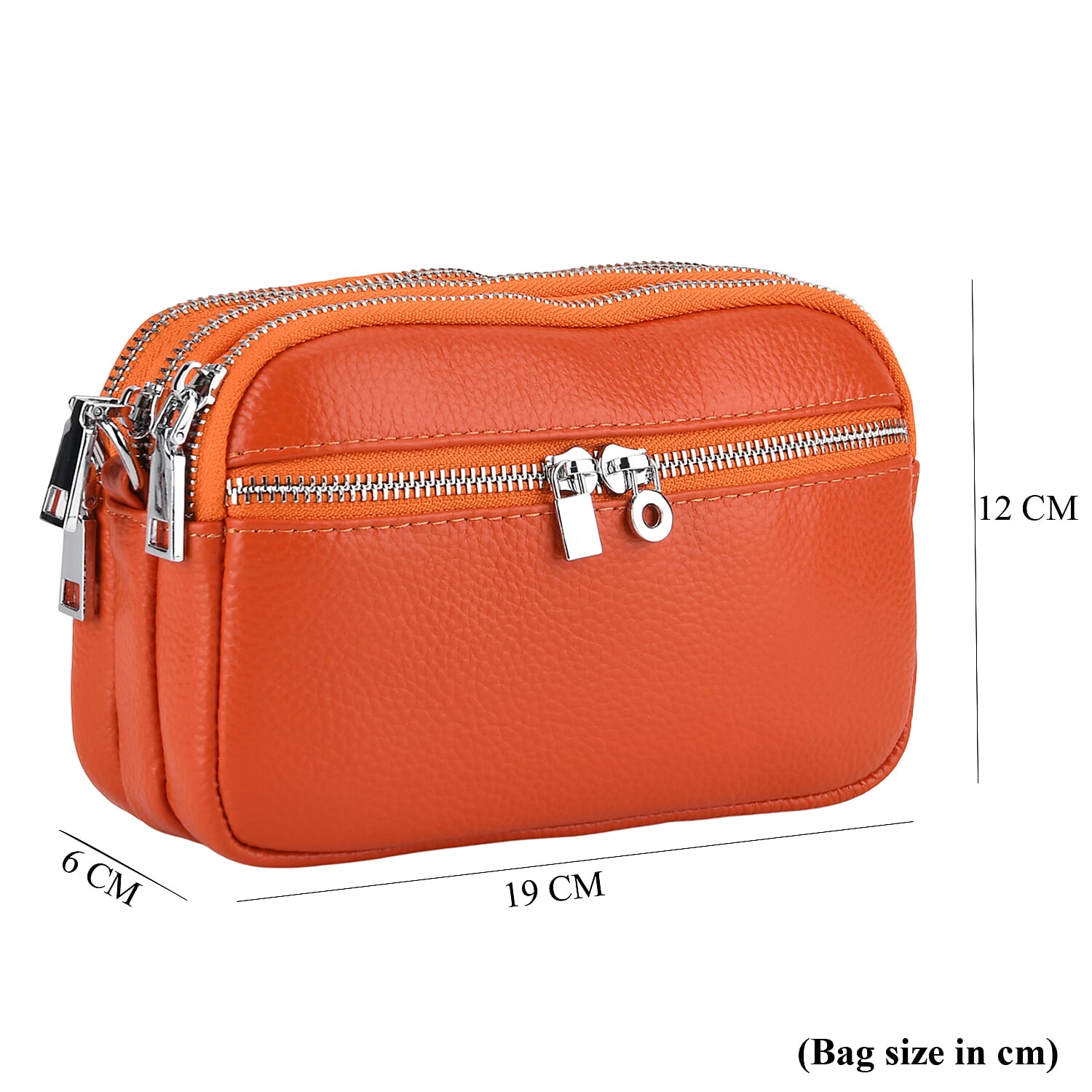 Genuine Leather Designer Minimalist Shoulder Bag - Orange