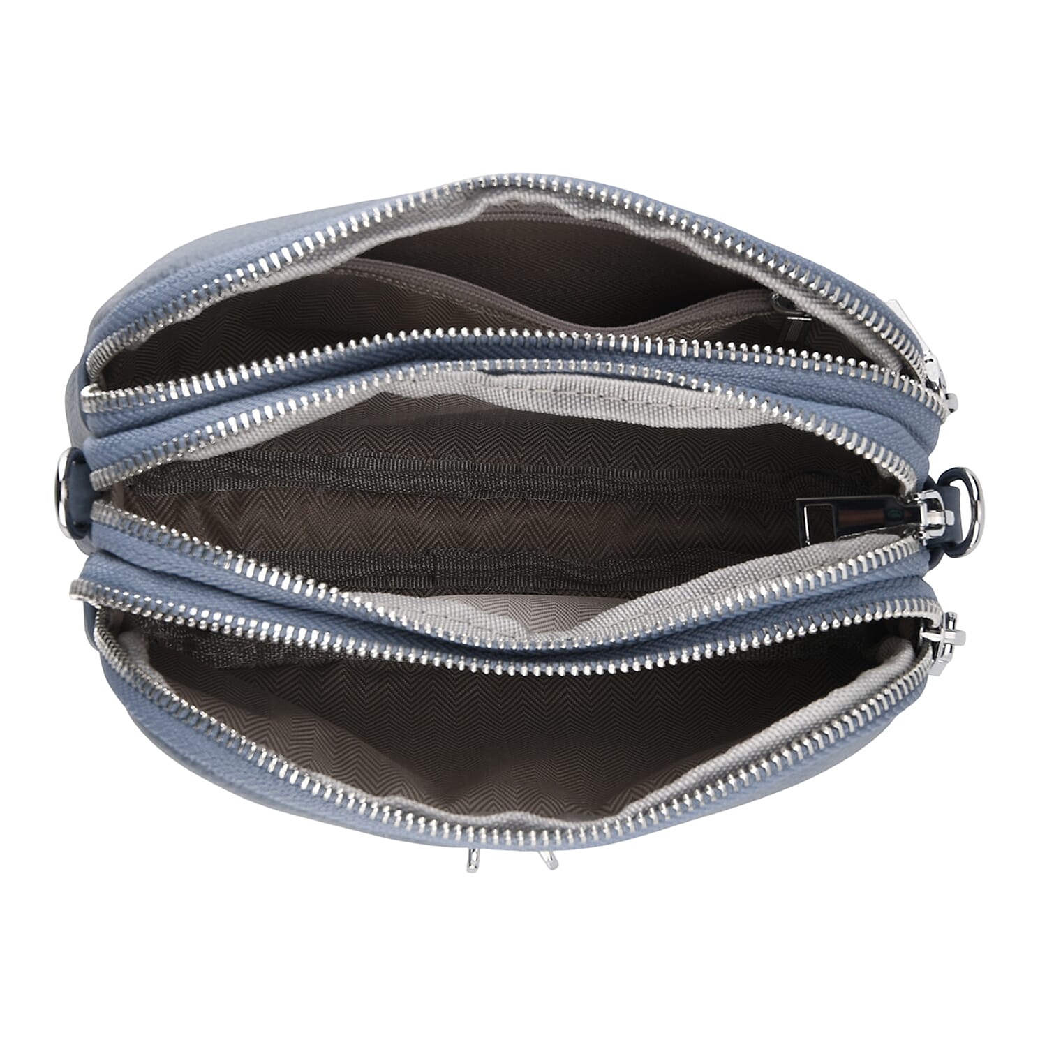 Genuine Leather Designer Minimalist Shoulder Bag - Dusty Blue