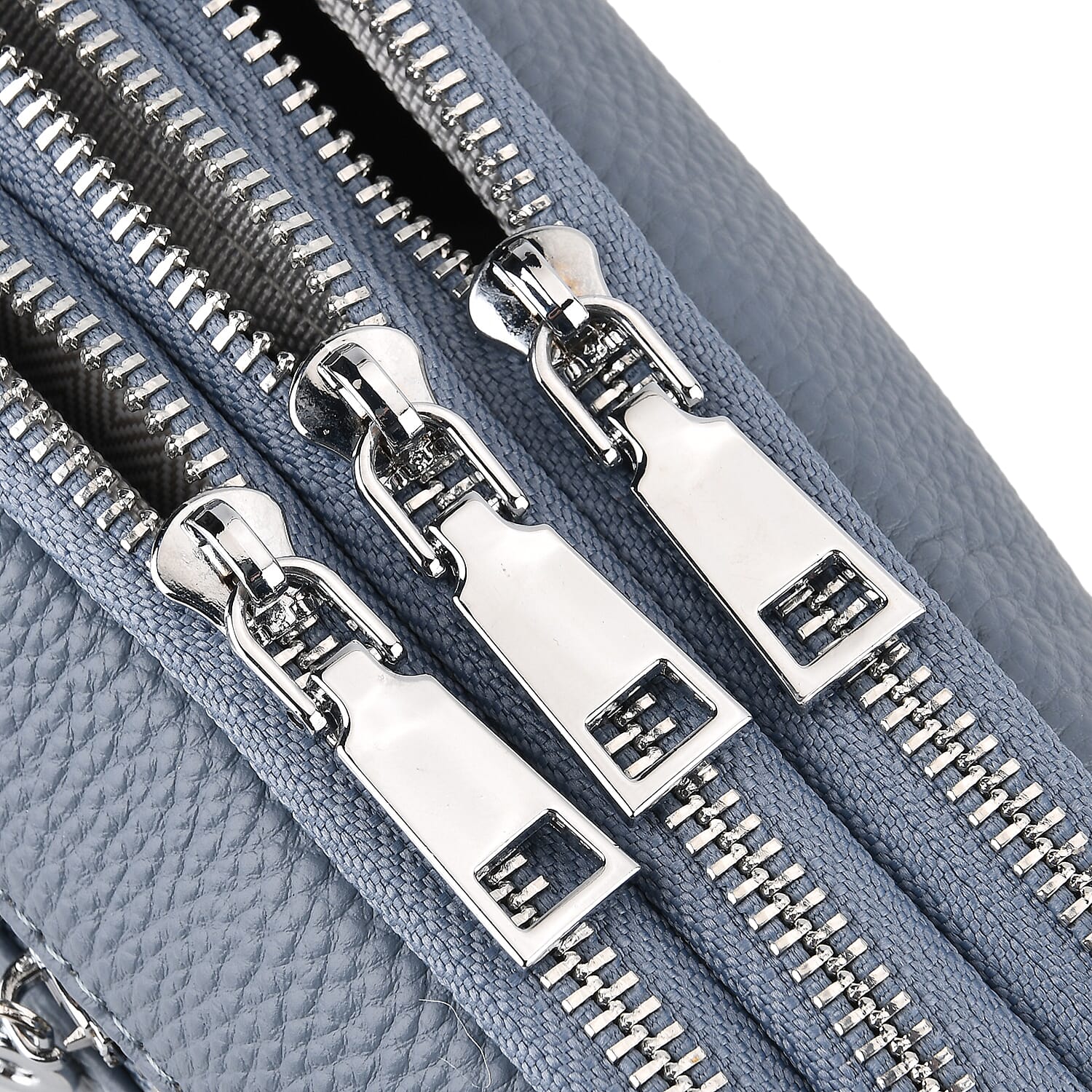 Genuine Leather Designer Minimalist Shoulder Bag - Dusty Blue