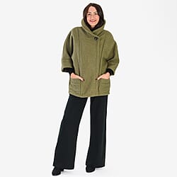 Sugar Crisp Made In Italy One Button Boucle Coat With Pockets (One Size 8 to 22) - Brown