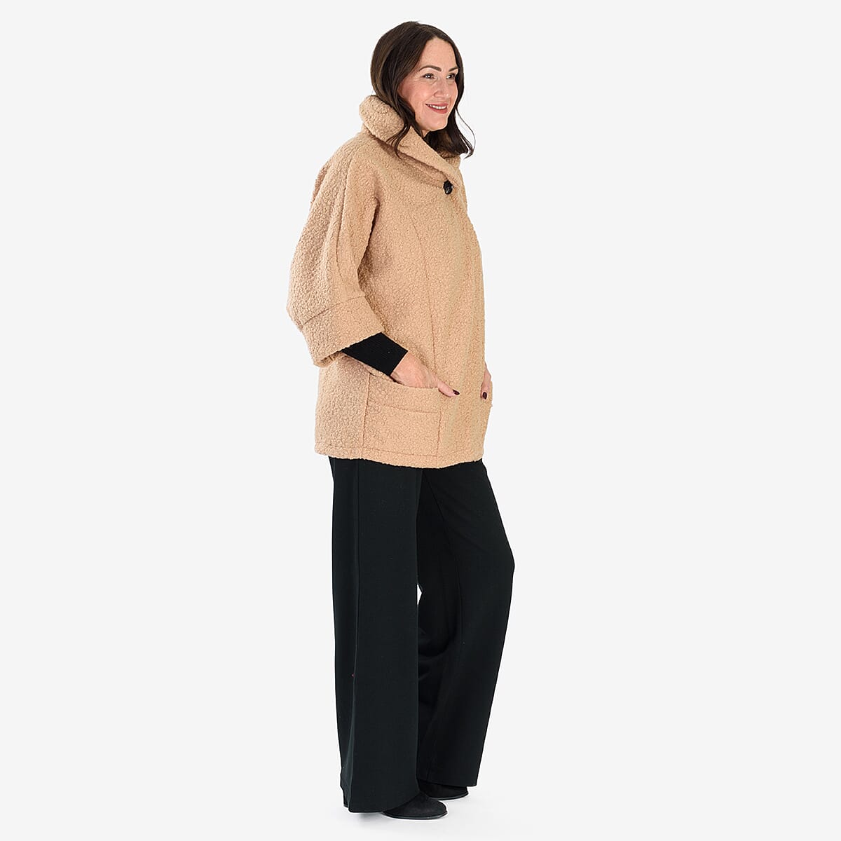 Sugar-Crisp-Made-In-Italy-One-Button-Boucle-Coat-With-Pockets-One-Size