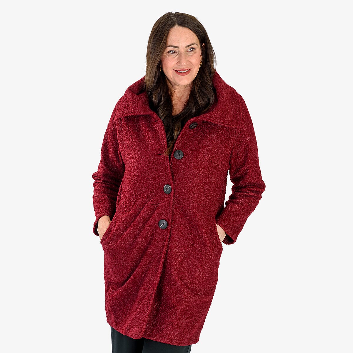 LIMITED EDITION - Sugar Crisp Made In Italy Four Button Boucle Coat With Pockets (One Size) - Mulberry