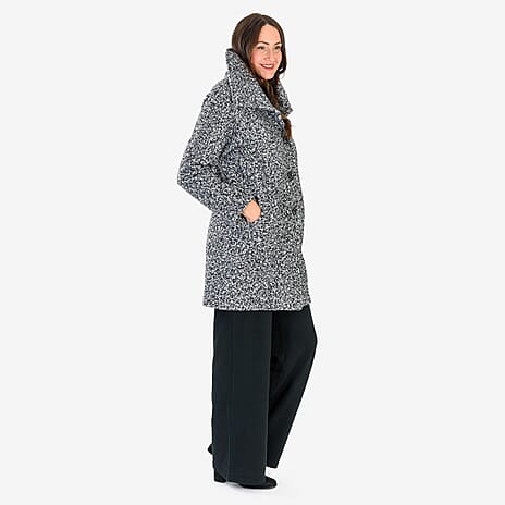 Sugar Crisp Made In Italy Four Button Boucle Coat With Pockets (One Size) - White - Black