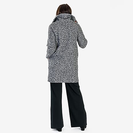 Sugar Crisp Made In Italy Four Button Boucle Coat With Pockets (One Size) - White - Black