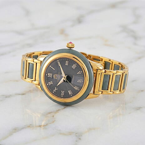 Collectors Limited Edition William Hunt Automatic Movt. 3ATM Water Resistant Type A Natural Jadeite Watch with Blue Sapphire Crystal (36 mm - case)