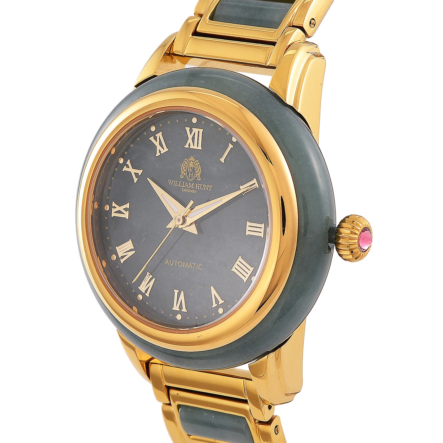 Collectors Limited Edition William Hunt Automatic Movt. 3ATM Water Resistant Type A Natural Jadeite Watch with Blue Sapphire Crystal (36 mm - case)